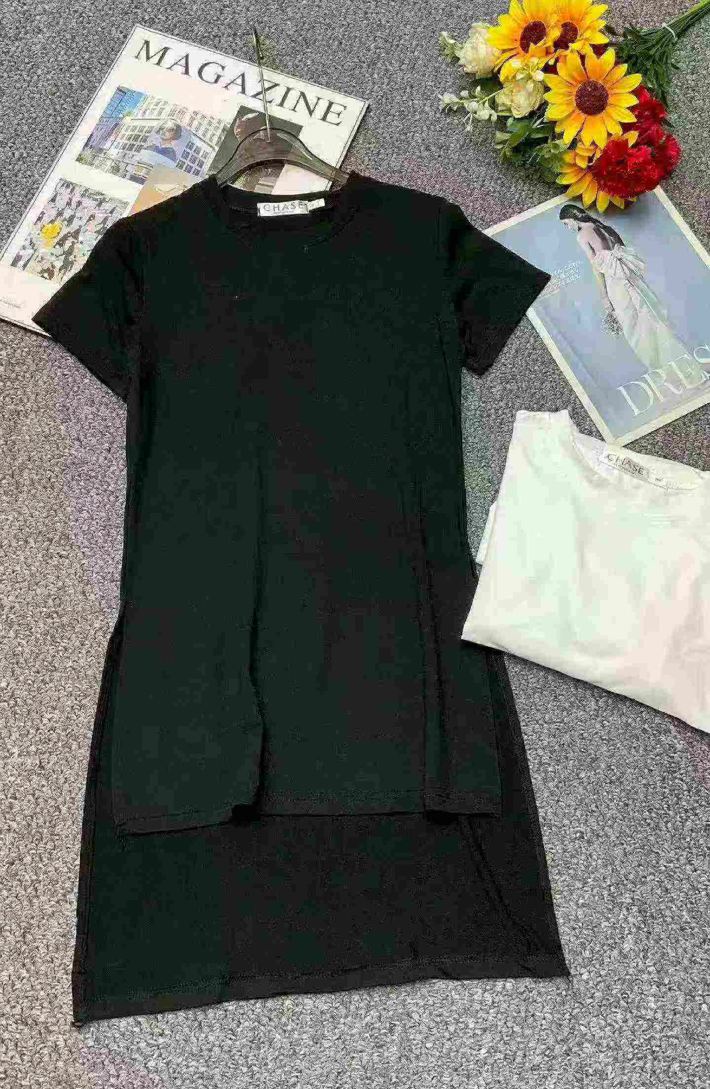 เสื้อยืดสไตล์เกาหลีใหม่ ฤดูร้อน สีพื้น แขนสั้น ยาวกลาง จำนวน 470 ชิ้น - Image 4