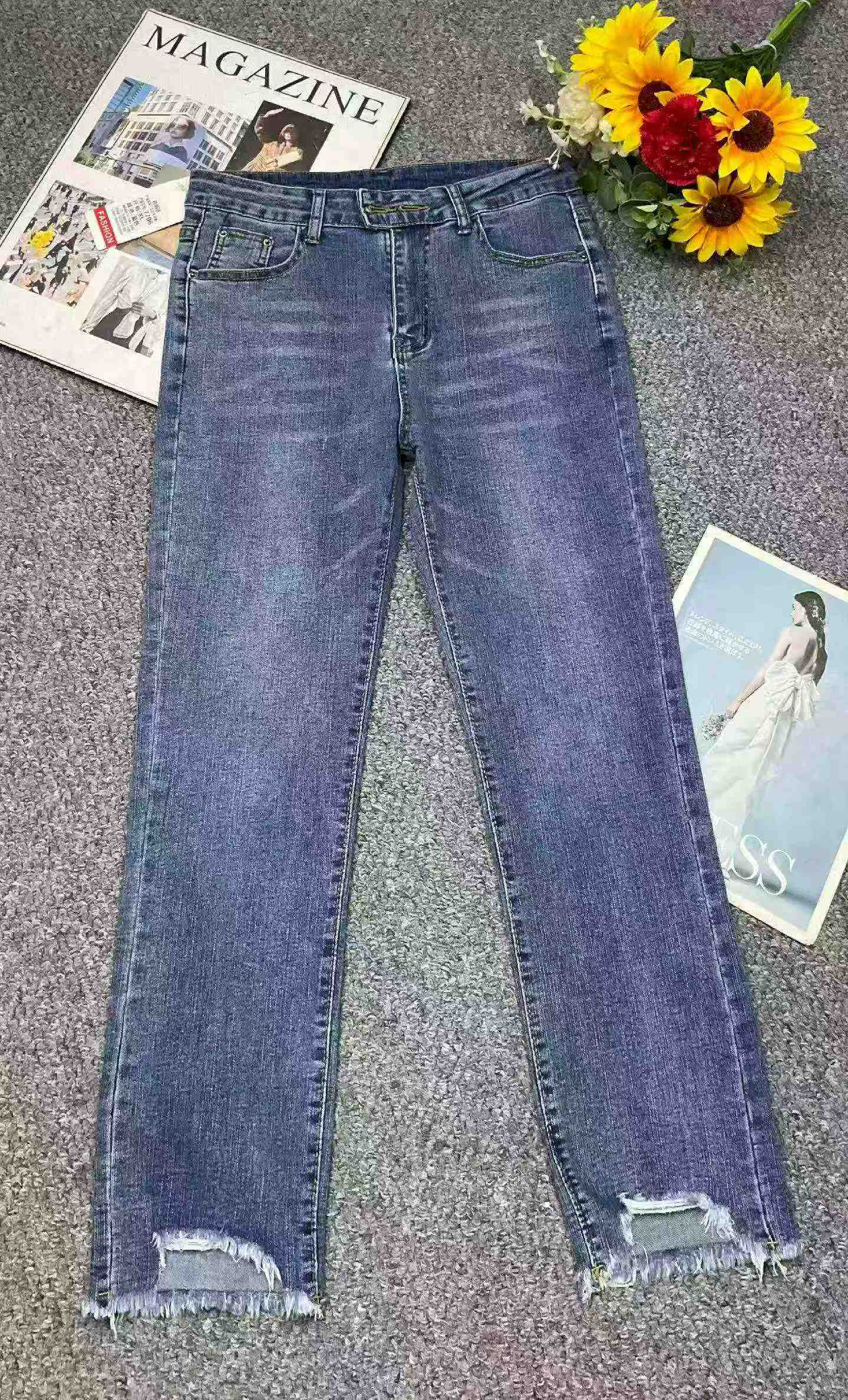 Yeni İlkbahar Yaz Yüksek Kaliteli Retro Yüksek Esnek Düz Sigara Pantolon, S-4XL, Yaklaşık 460 Adet - Image 2