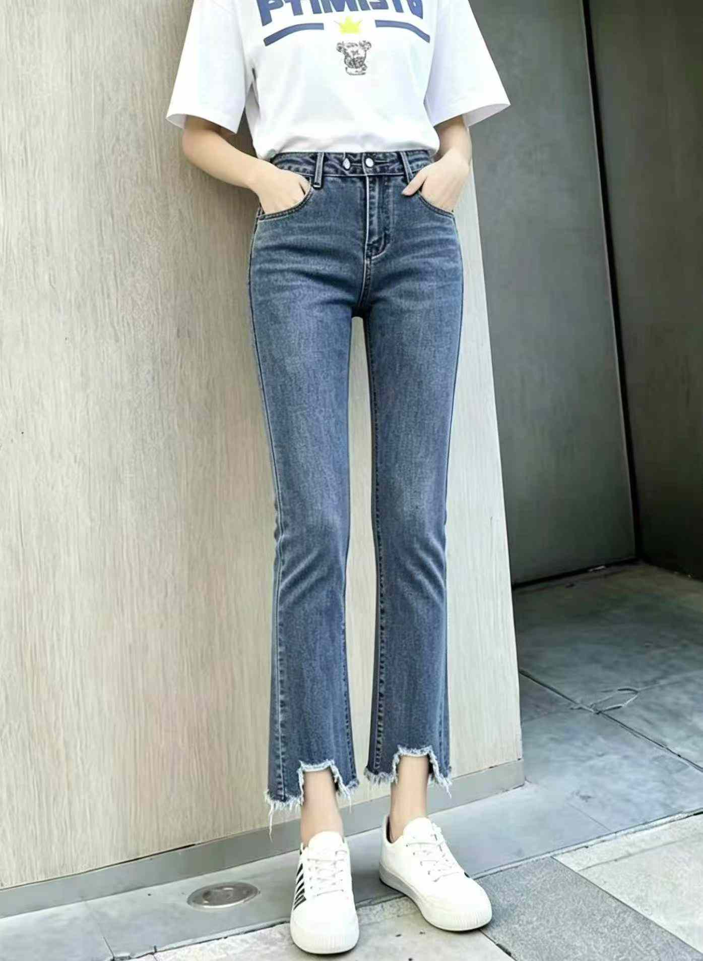 Yeni İlkbahar Yaz Yüksek Kaliteli Retro Yüksek Esnek Düz Sigara Pantolon, S-4XL, Yaklaşık 460 Adet - Image 5