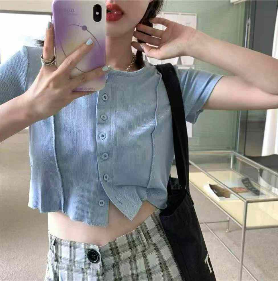เสื้อการ์ดิแกนแขนสั้นผ้าบางสไตล์ฝรั่งเศสคอลเลกชันใหม่ฤดูร้อน จำนวน 528 ชิ้น - Image 7