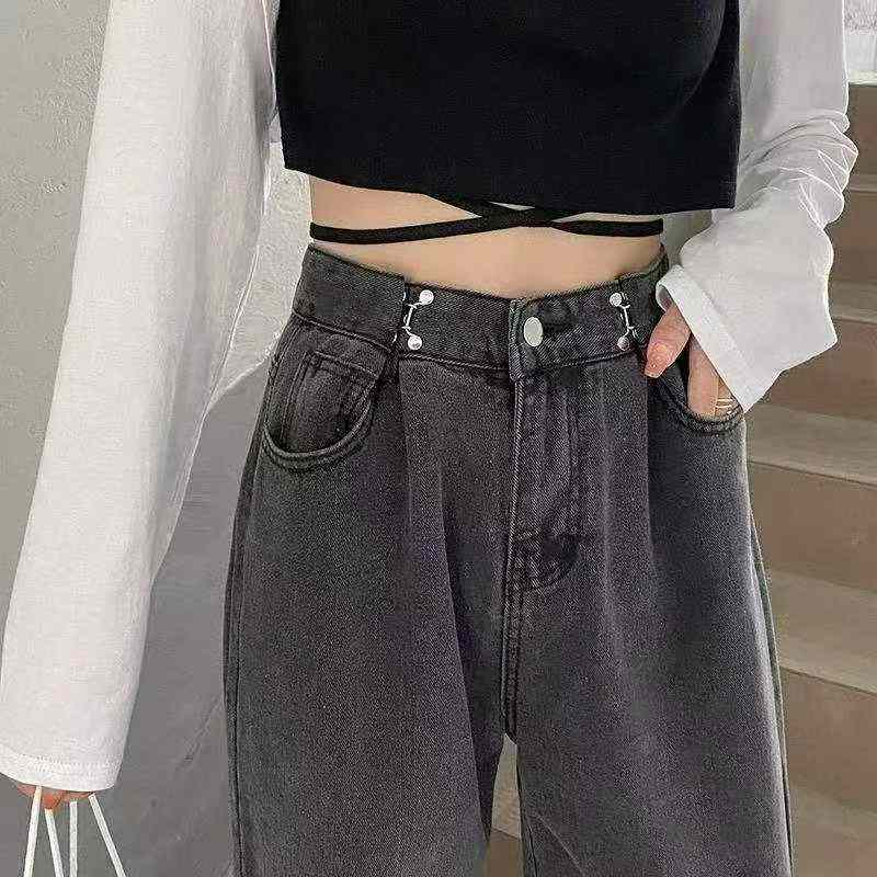 Celana Jeans Wanita Kaki Lebar Pinggang Tinggi Retro Musim Semi Musim Panas, Stok Grosir 5090 Potong - Image 8