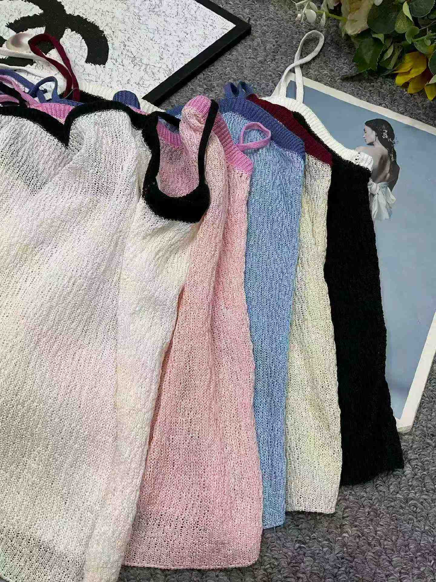 Summer Retro Colorblock Loose Knit Cami Tank Top 1050 Pieces Wholesale - Image 8