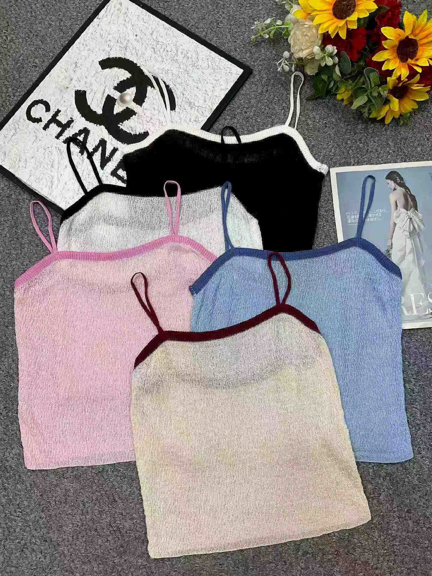 Summer Retro Colorblock Loose Knit Cami Tank Top 1050 Pieces Wholesale - Image 9