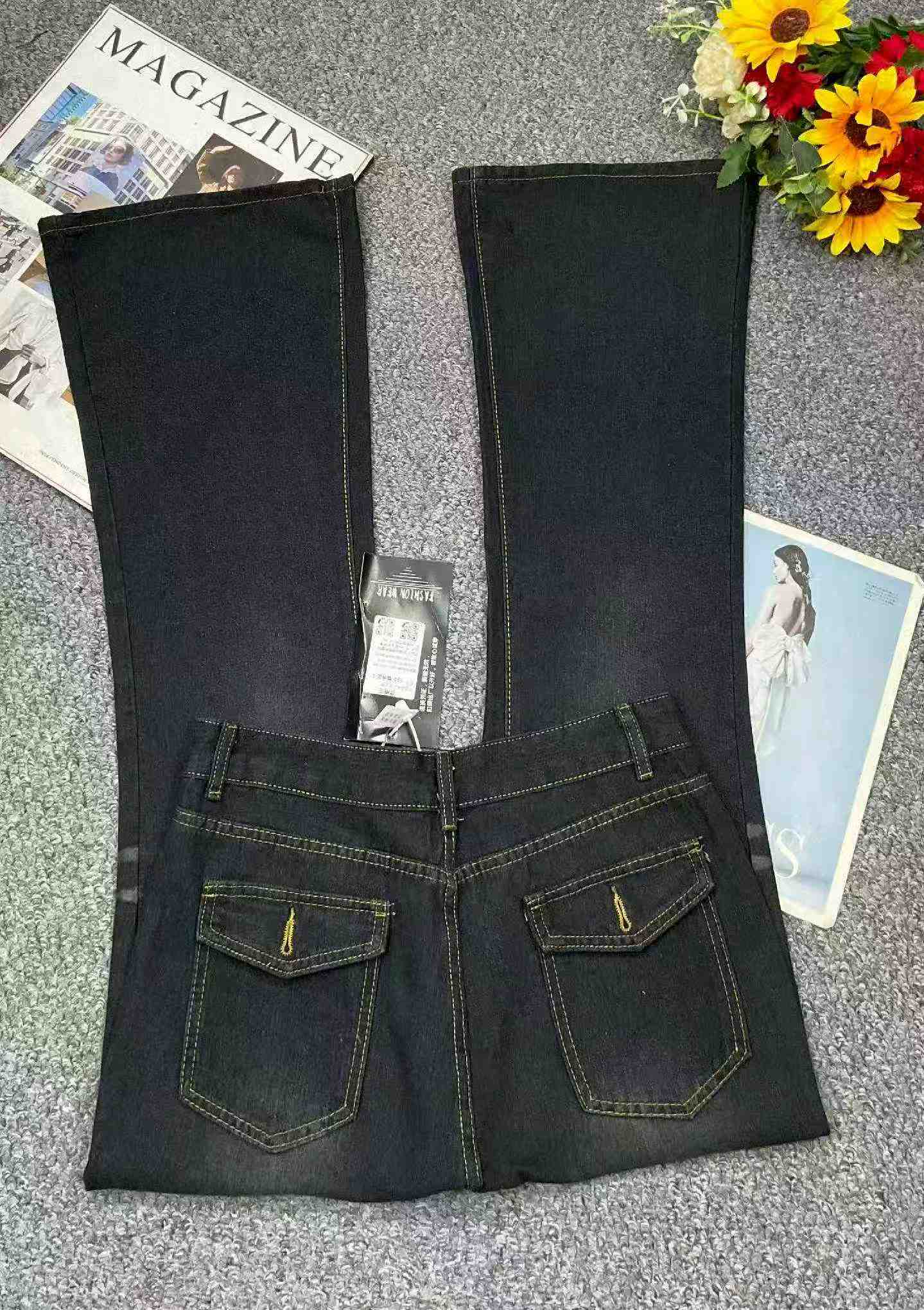 Spring Summer New Retro Washed Cotton Flared Jeans For Plus Size Women, 300 Pieces - Image 4