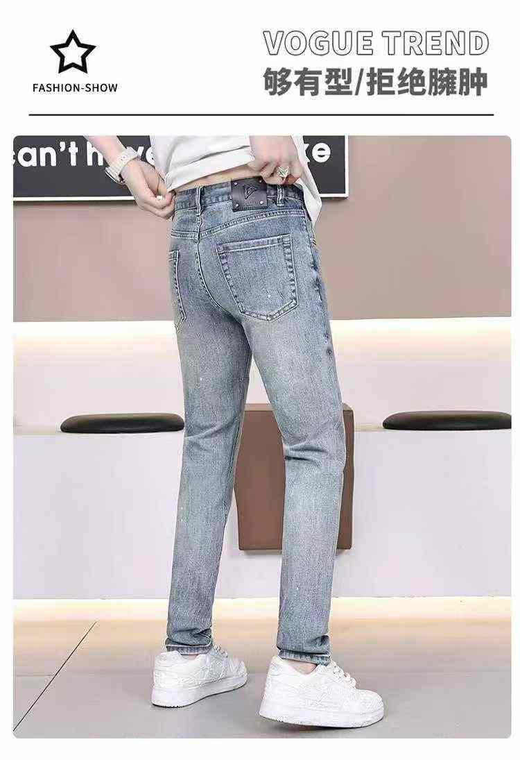 Koleksi Baru Musim Semi-Panas, Celana Jeans Pria Desainer Berhias Rhinestone Elastis Tinggi, Ukuran 28-34, Sekitar 300 Potong - Image 9