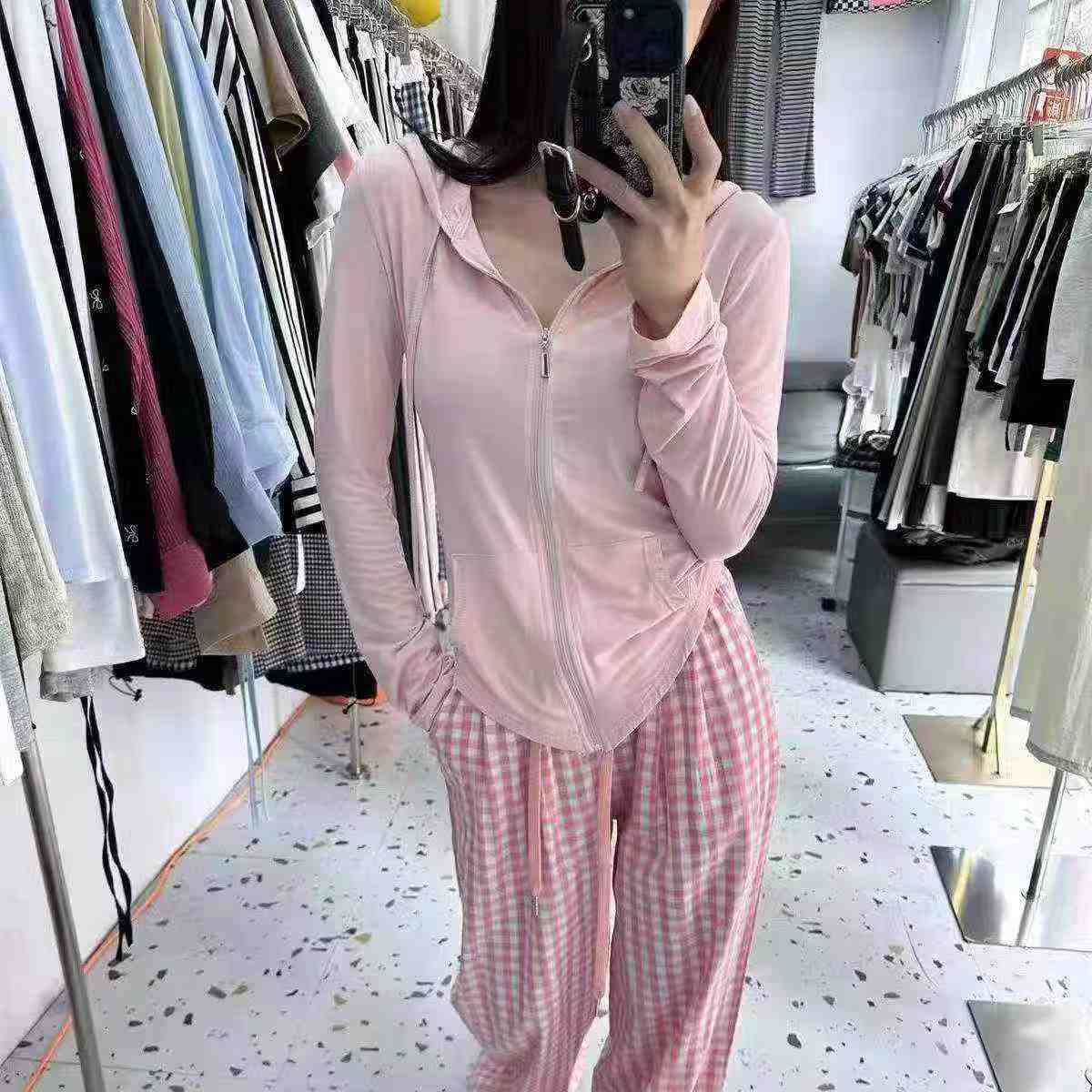 400 Pcs Minimalist Casual Hooded Sun Protection Zipper Top - Image 2