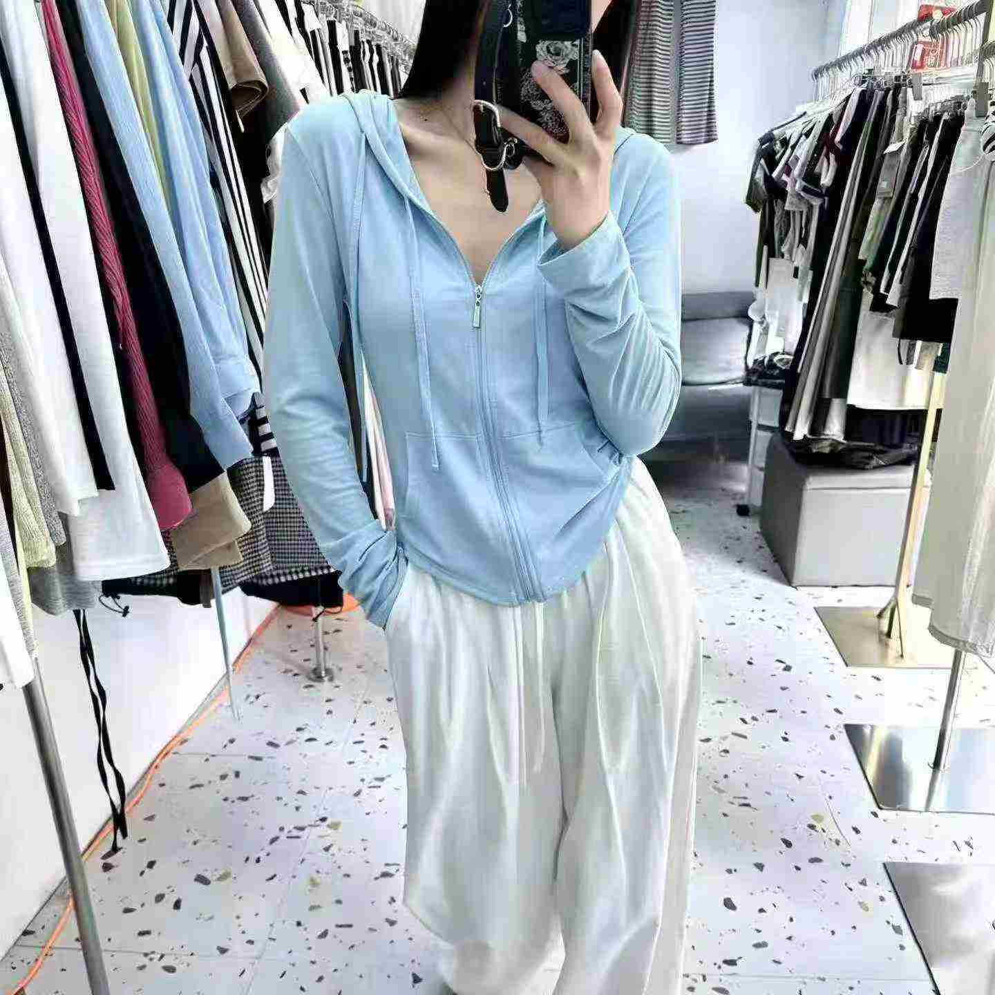400 Pcs Minimalist Casual Hooded Sun Protection Zipper Top - Image 4