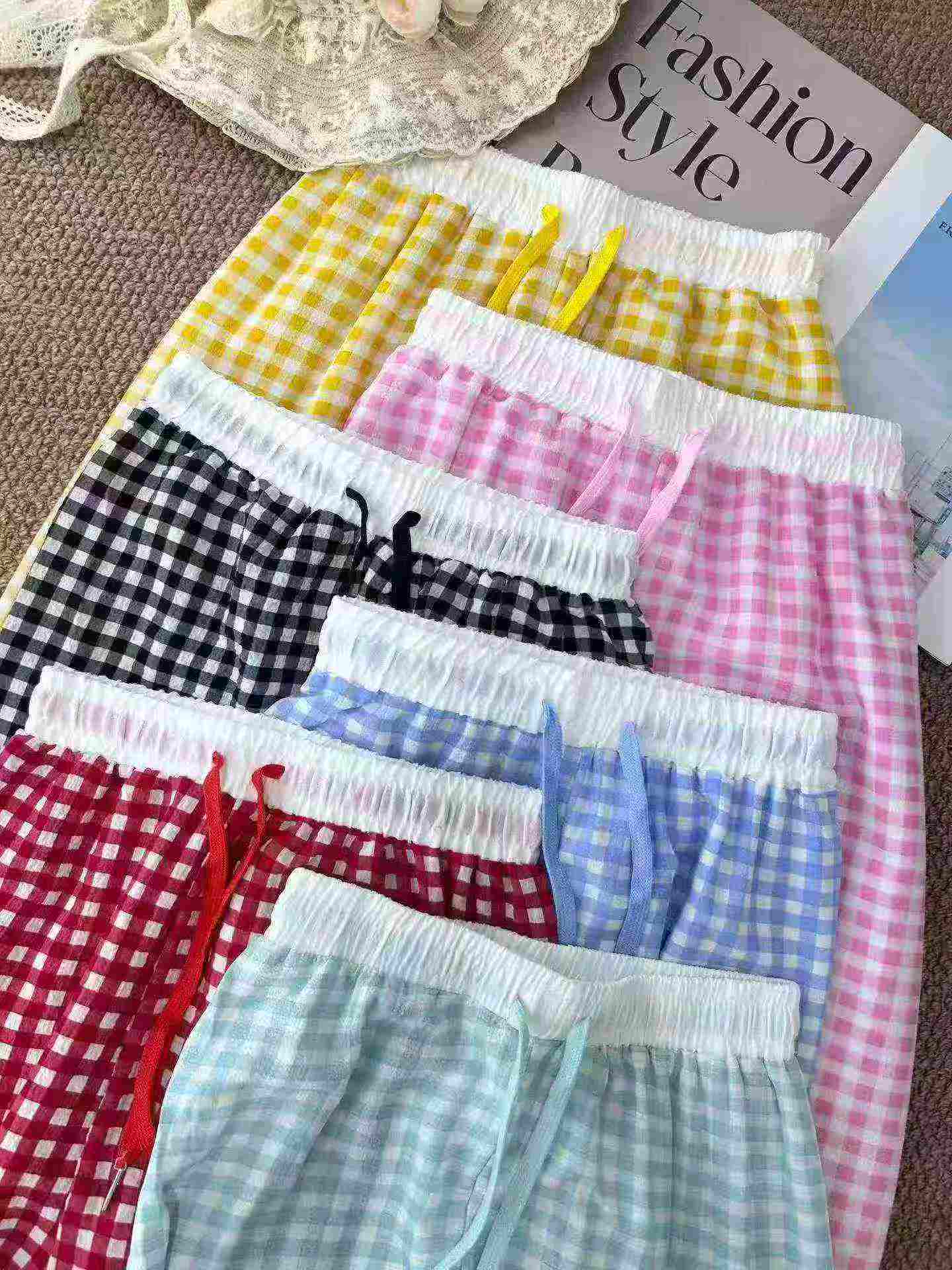 Pantalons à carreaux de style coréen, plusieurs couleurs en stock - Image 3