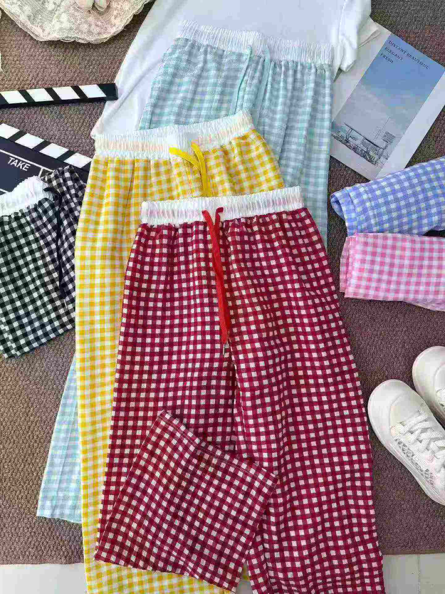 Pantalons à carreaux de style coréen, plusieurs couleurs en stock - Image 6