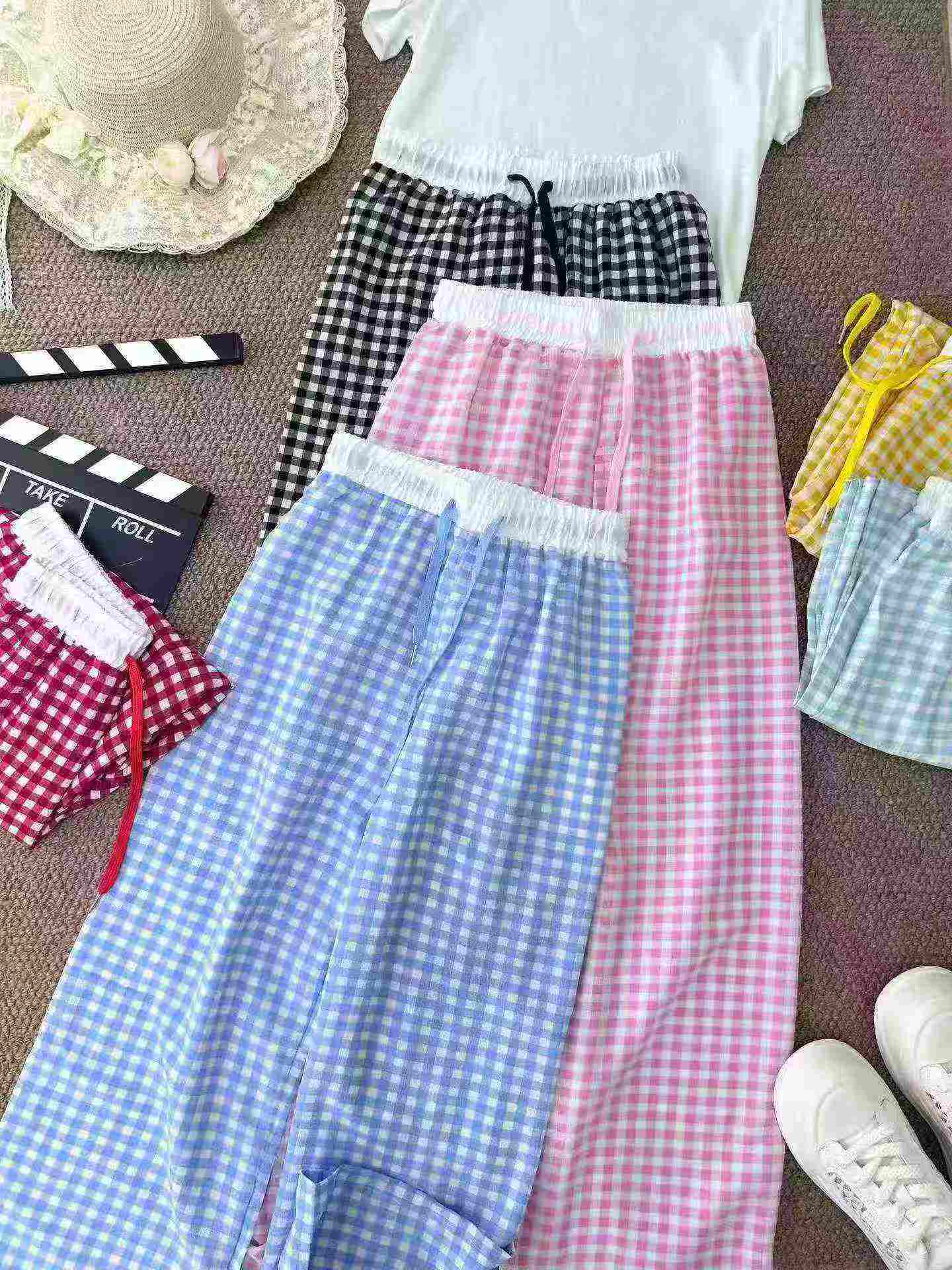 Pantalons à carreaux de style coréen, plusieurs couleurs en stock - Image 8