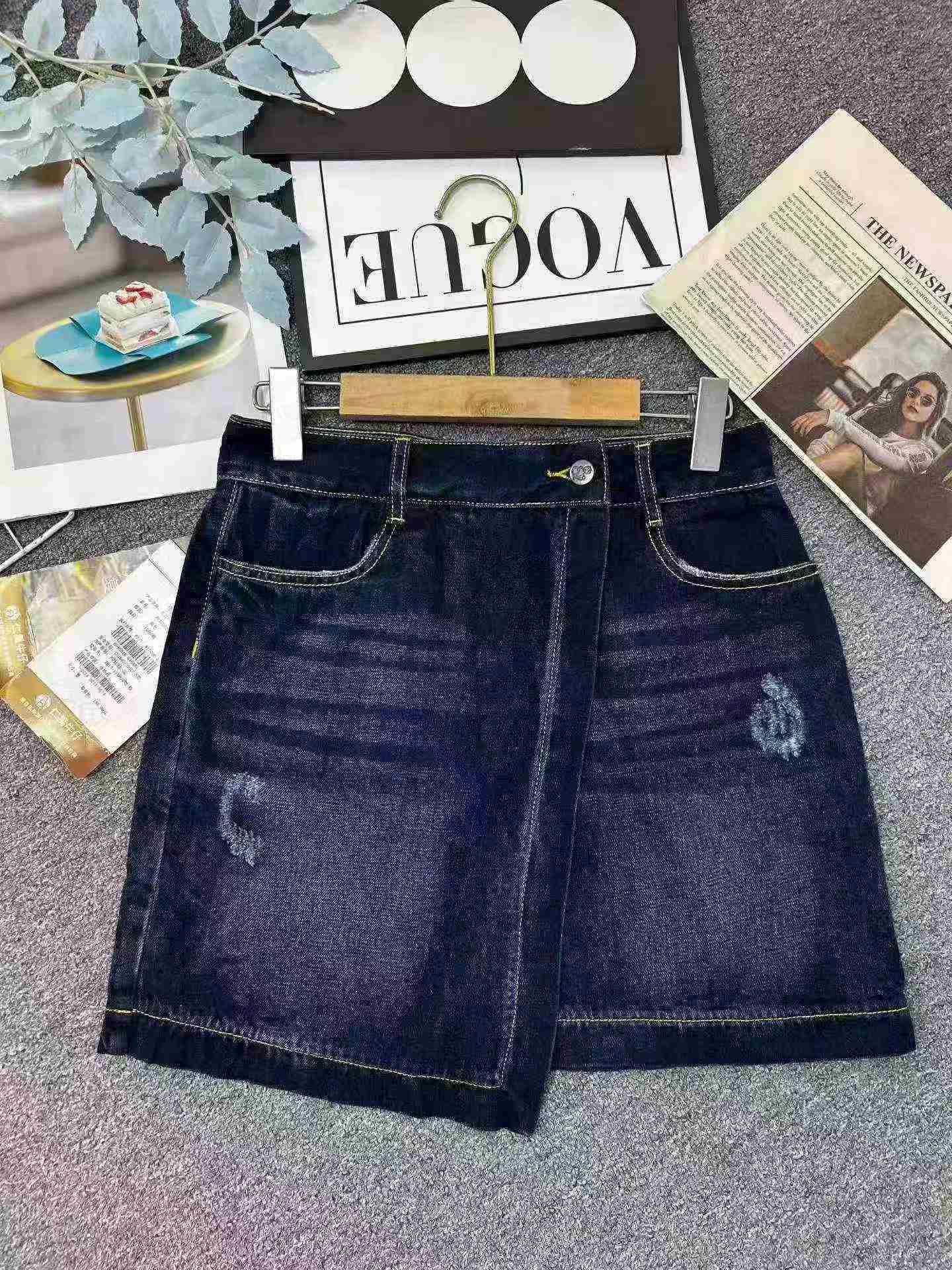 Women's High Waist Denim Fake Two-piece Skort Summer Bodycon Mini Skirt 1397 Pieces SML Size Authentic Individually Packed - Image 3