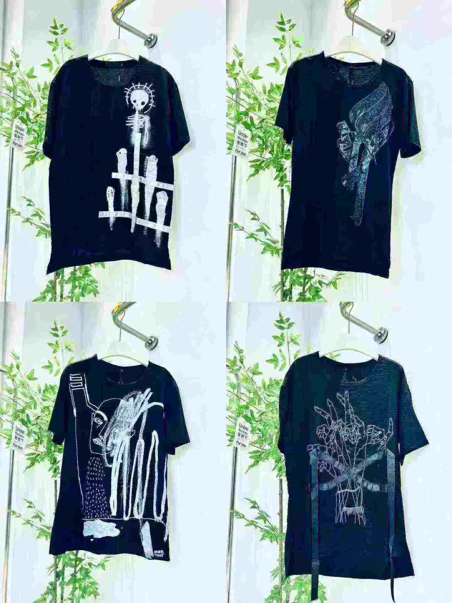 336 Pcs Same Brand Dark High Street Men's Short Sleeve T-shirts - Image 4