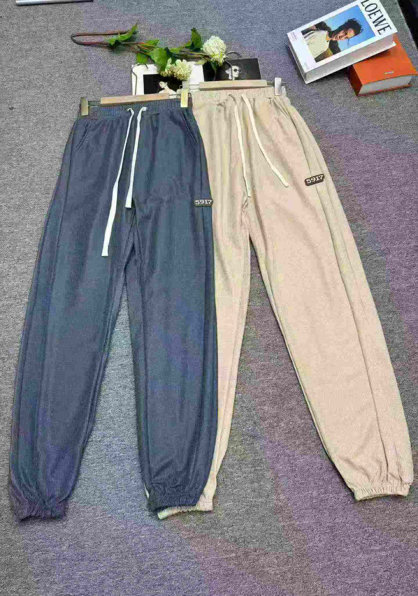 363 Pcs Men's Waffle Autumn Winter Casual Loose Cuffed Sweatpants - Image 5