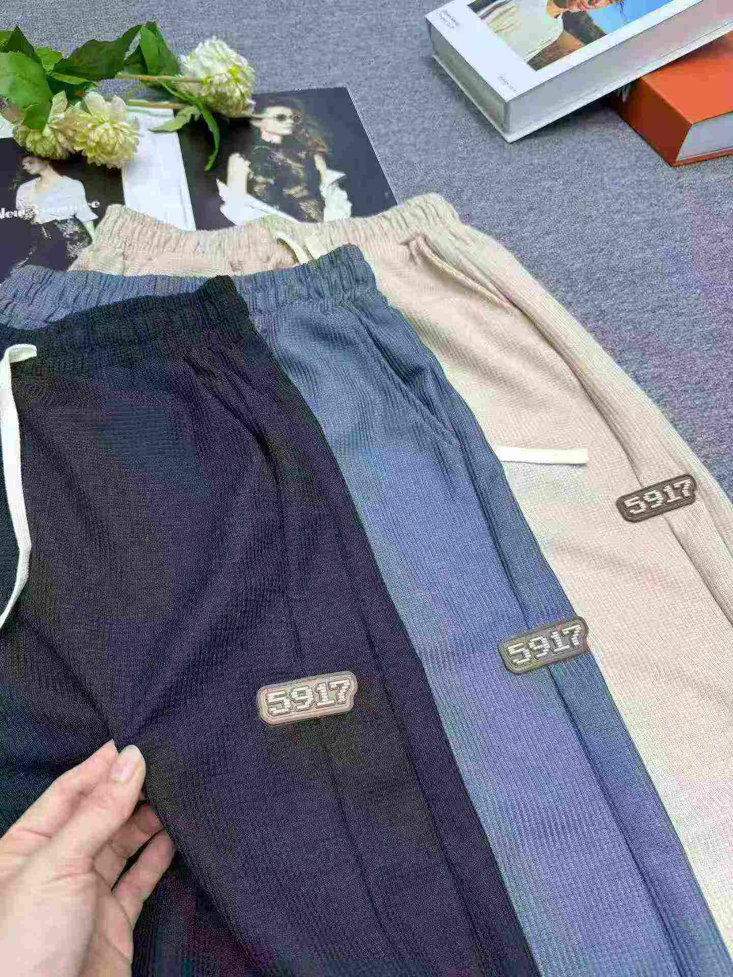 363 Pcs Men's Waffle Autumn Winter Casual Loose Cuffed Sweatpants - Image 6