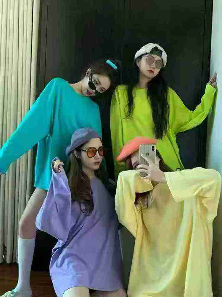 500pcs Autumn New Korean Style Bestie Set Loose Cotton Long Sleeve T-shirts - Image 3