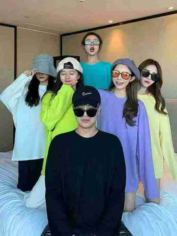 500pcs Autumn New Korean Style Bestie Set Loose Cotton Long Sleeve T-shirts - Image 6