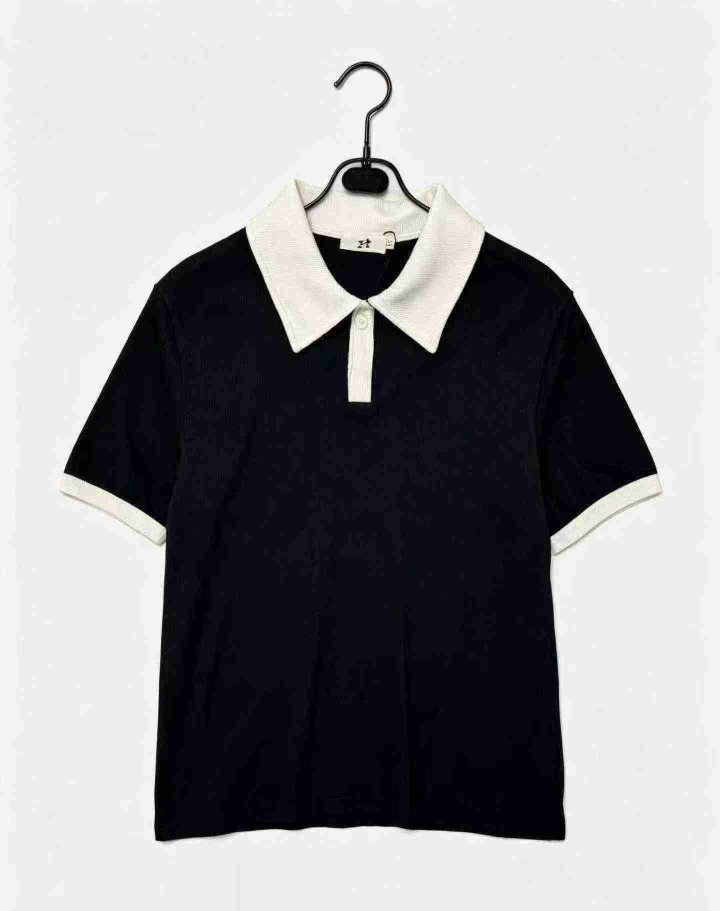 650 Pcs Atasan Lengan Pendek Slim Gaya Preppy Desain Sambung Model Dua Potong Palsu - Image 8