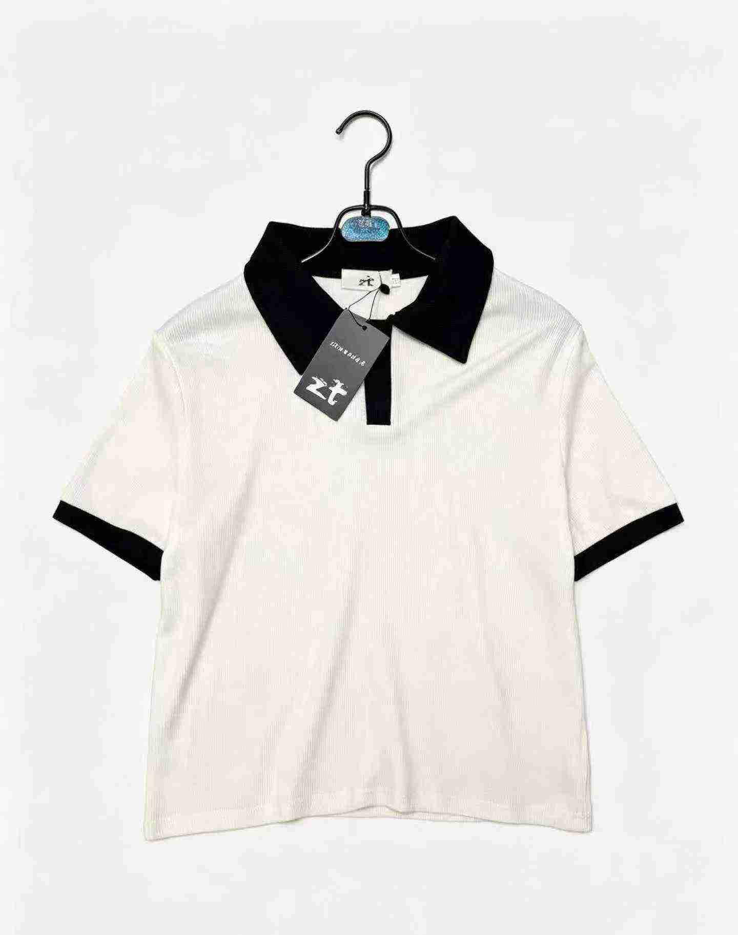 650 Pcs Atasan Lengan Pendek Slim Gaya Preppy Desain Sambung Model Dua Potong Palsu - Image 9