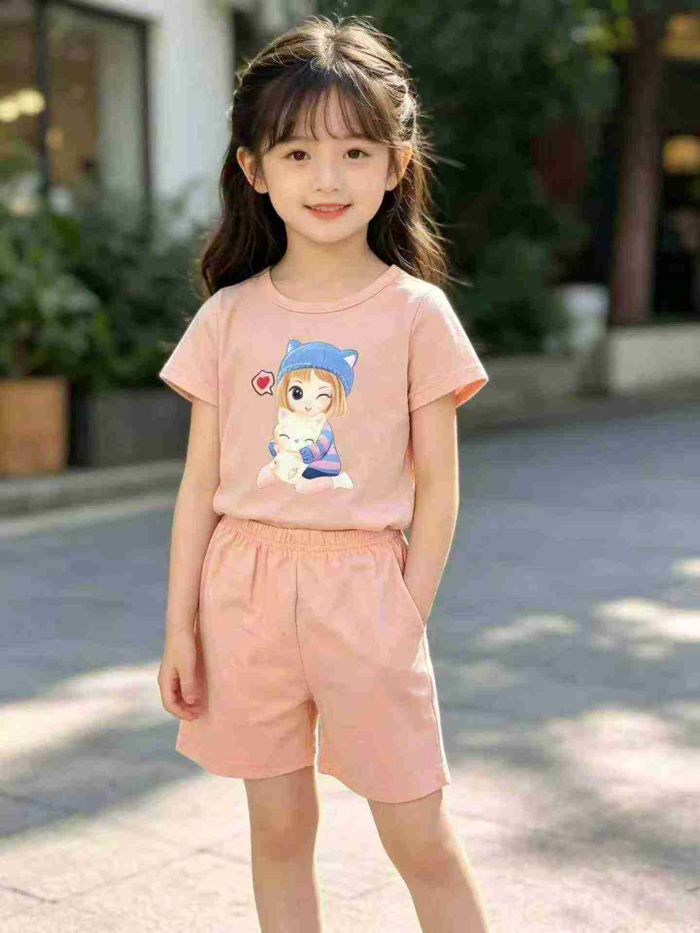 1088 Conjuntos de Verão Infantil de Algodão Estampado, Conjunto de 2 Peças (T-shirt de Manga Curta e Calções), Tamanhos M-L - Image 5