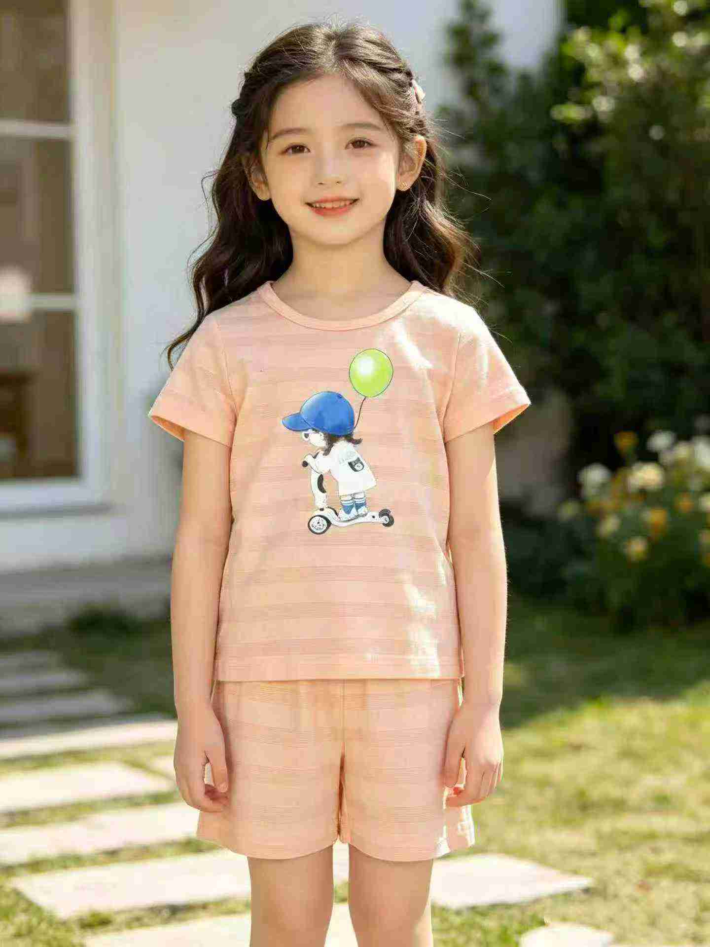 1088 Conjuntos de Verão Infantil de Algodão Estampado, Conjunto de 2 Peças (T-shirt de Manga Curta e Calções), Tamanhos M-L - Image 8