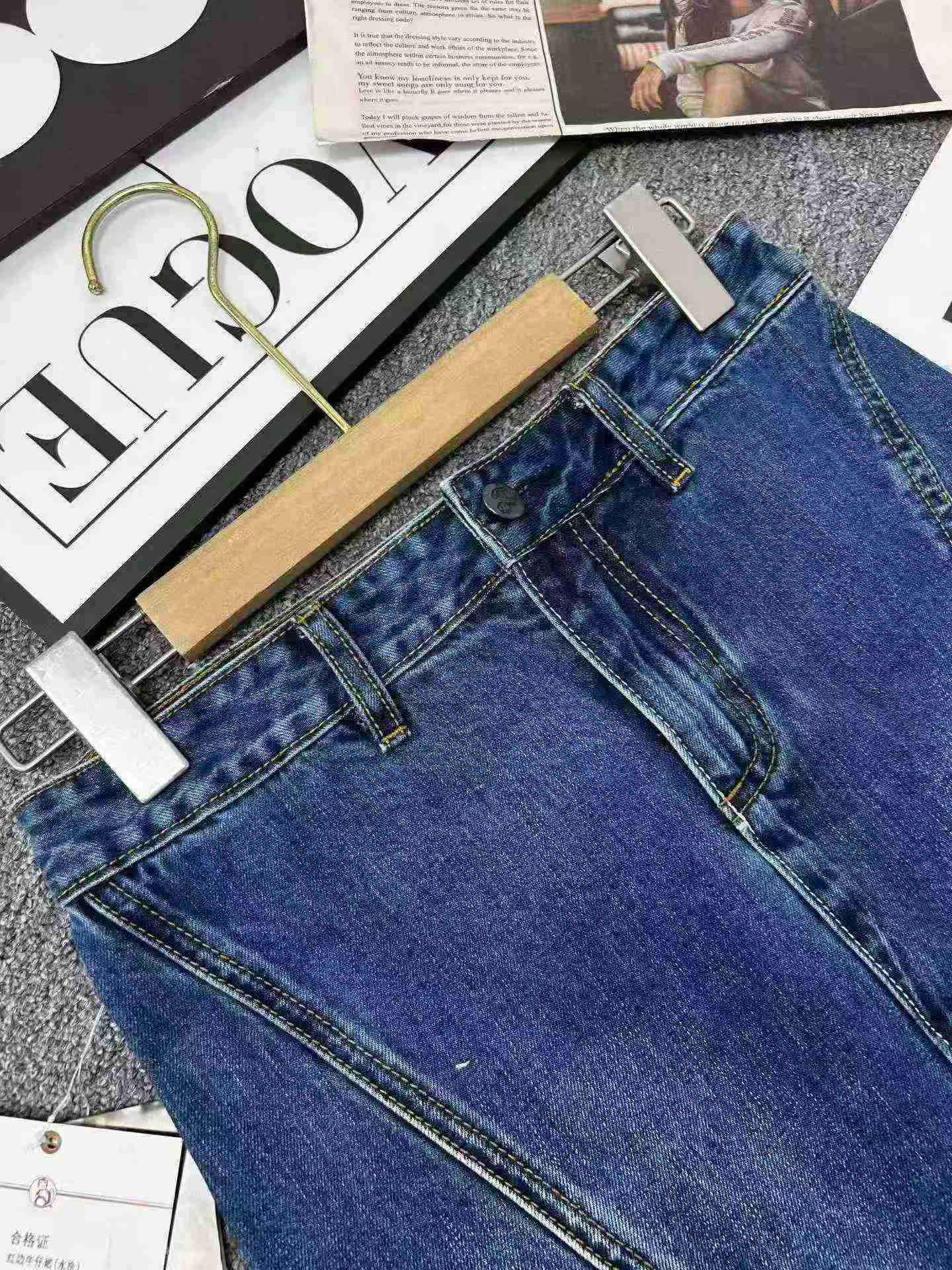 1127 Pcs Women's Vintage Blue High Waist Denim Midi Skirt - Image 4