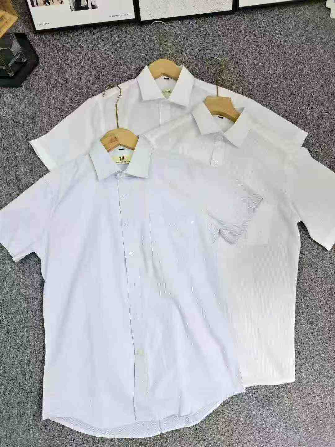 650件男士商務棉質襯衫，白色與淺藍色，尺碼37-39 - Image 2