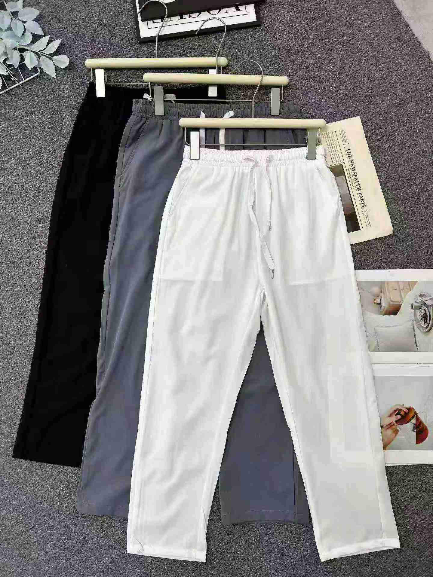 Erkek Yaz İnce Buz İpek Büzgülü Düz Kesim Günlük Pantolon, Toplam 2634 Adet, Beden S-4XL, 2 Model 3 Renk - Image 5