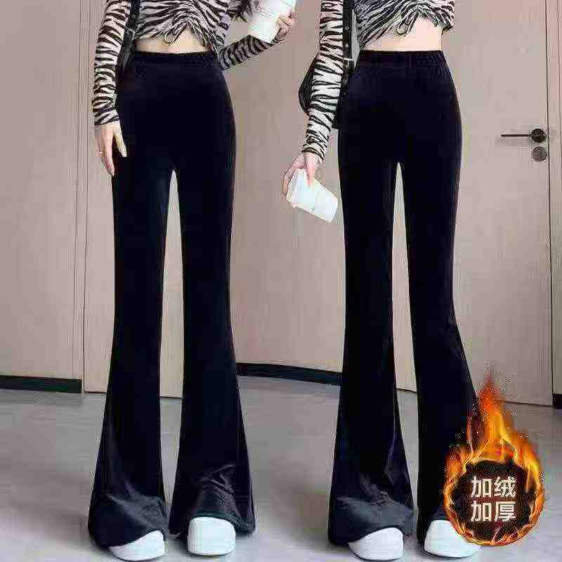 2064 Pcs Women's Fleece Lined Velvet Flared Plus Size Casual Long Pants - Image 2
