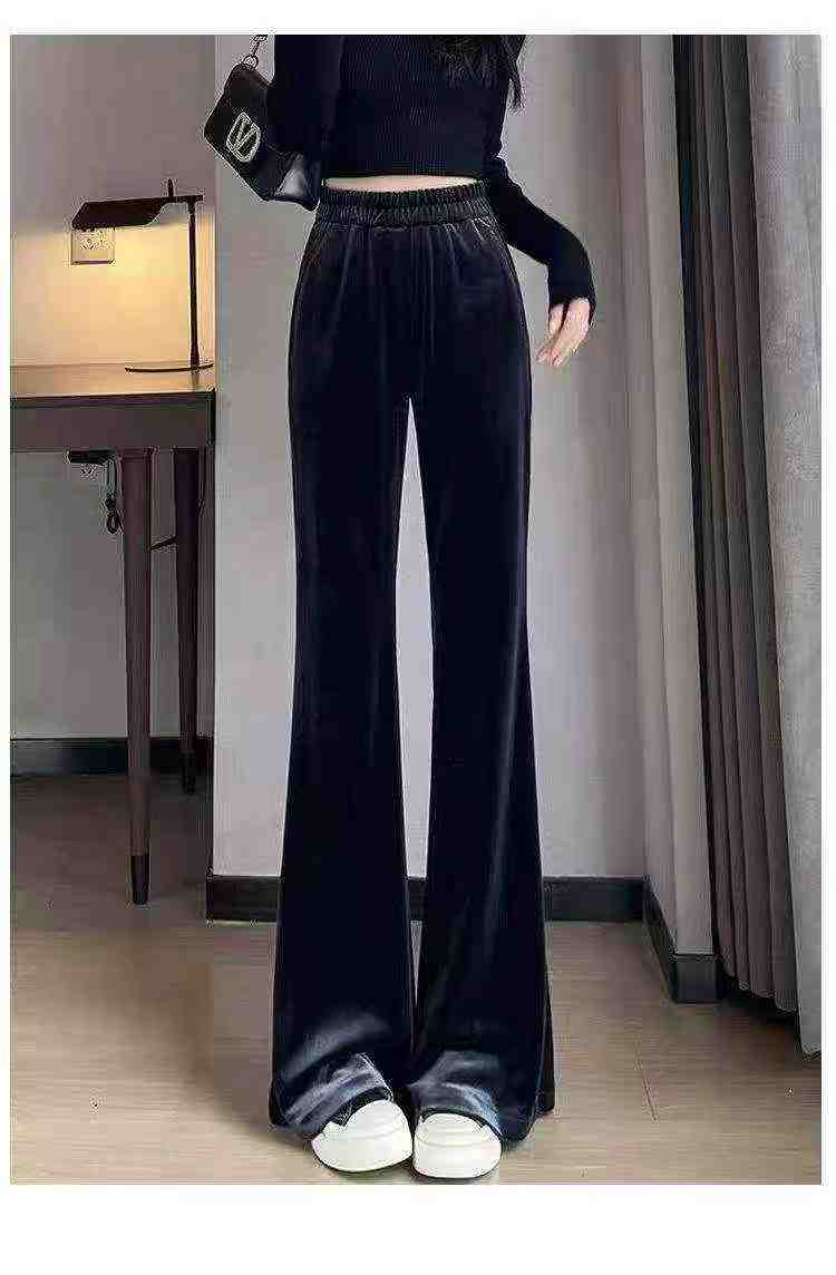 2064 Pcs Women's Fleece Lined Velvet Flared Plus Size Casual Long Pants - Image 4
