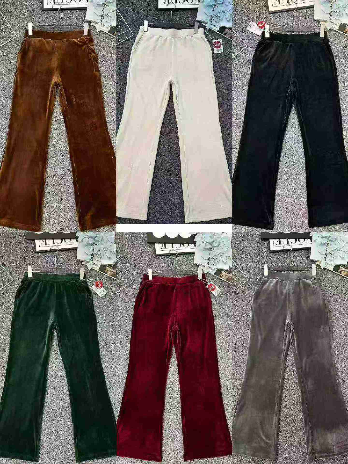 2064 Pcs Women's Fleece Lined Velvet Flared Plus Size Casual Long Pants - Image 5