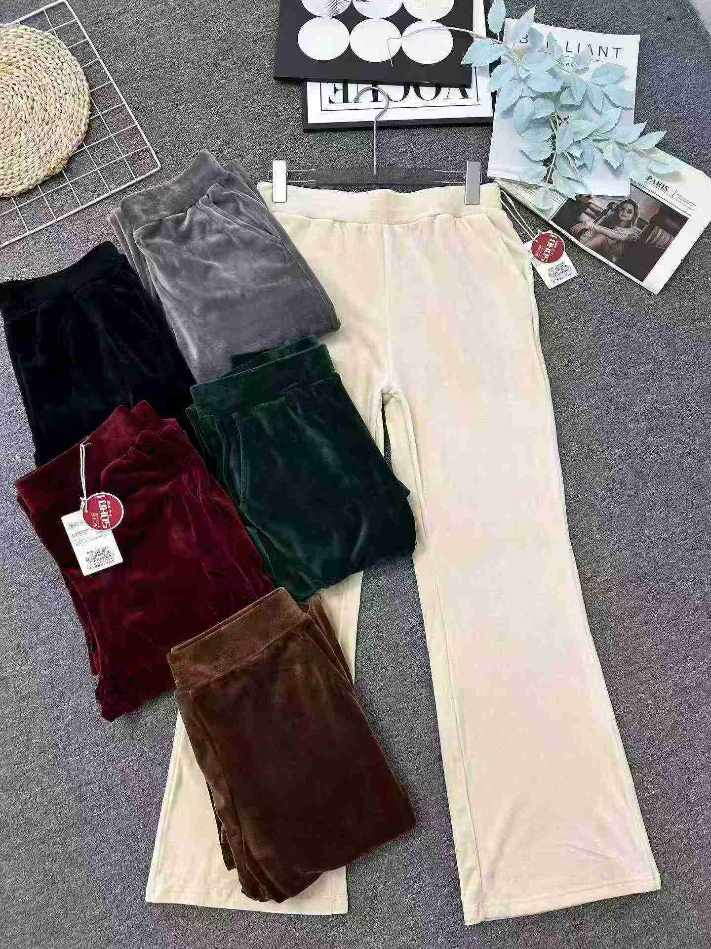 2064 Pcs Women's Fleece Lined Velvet Flared Plus Size Casual Long Pants - Image 6