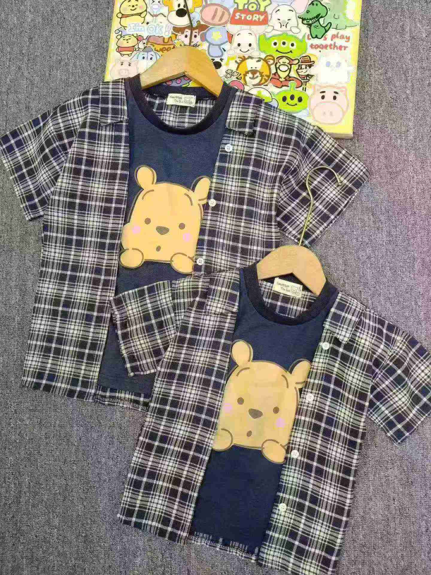 540 Pcs Summer Boys Cartoon Winnie The Pooh Fake Two-piece Short Sleeve T-Shirt - Image 3