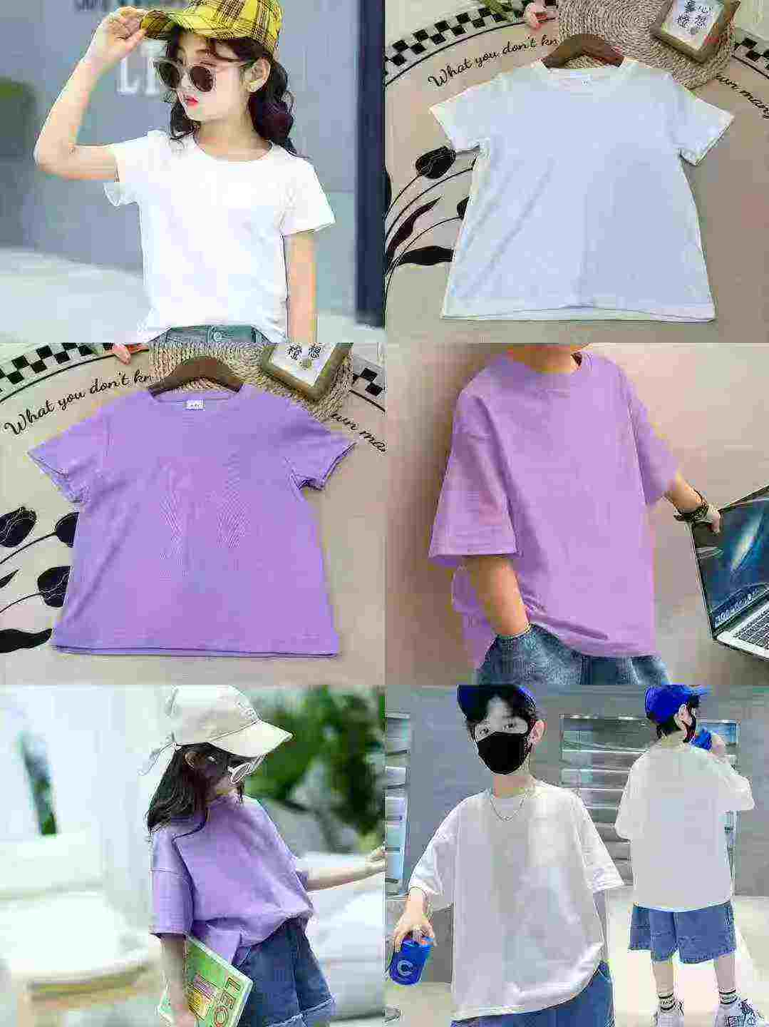 5000 Helai T-Shirt Lengan Pendek Kanak-Kanak Rayon Polos Pepejal - Image 5