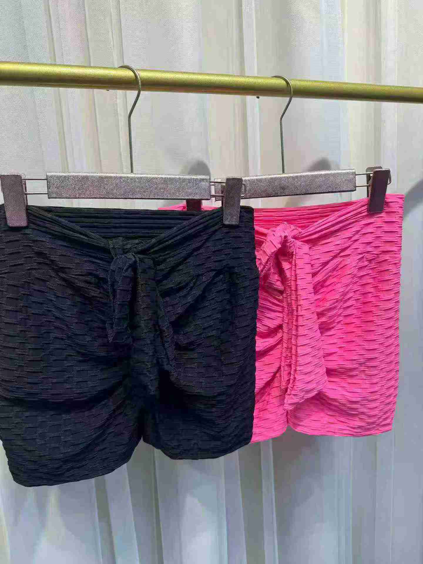 630 ໜ່ວຍ ໂສ້ງຂາສັ້ນໂຍຄະກະທັດຮັດແບບມີໂບ, ເອົາສູງຍົກກົ້ນ ສຳລັບຜູ້ຍິງໃນລະດູຮ້ອນ - Image 5