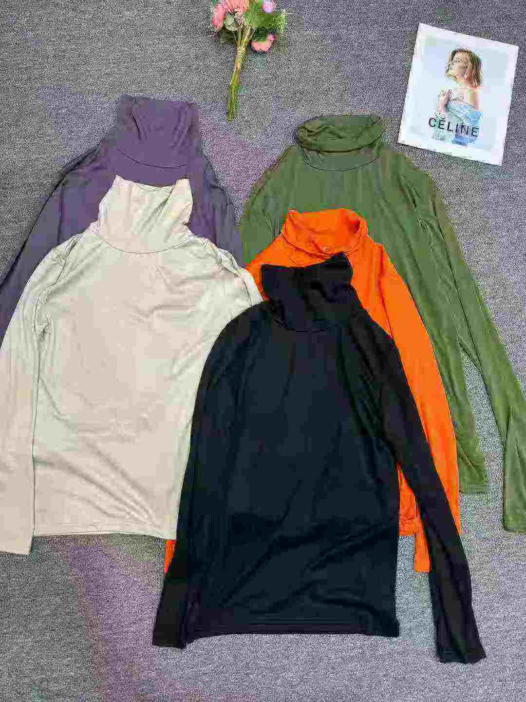 2829 Pieces Women's Solid Turtleneck Long Sleeve Slim Fit Base T-Shirts - Image 8
