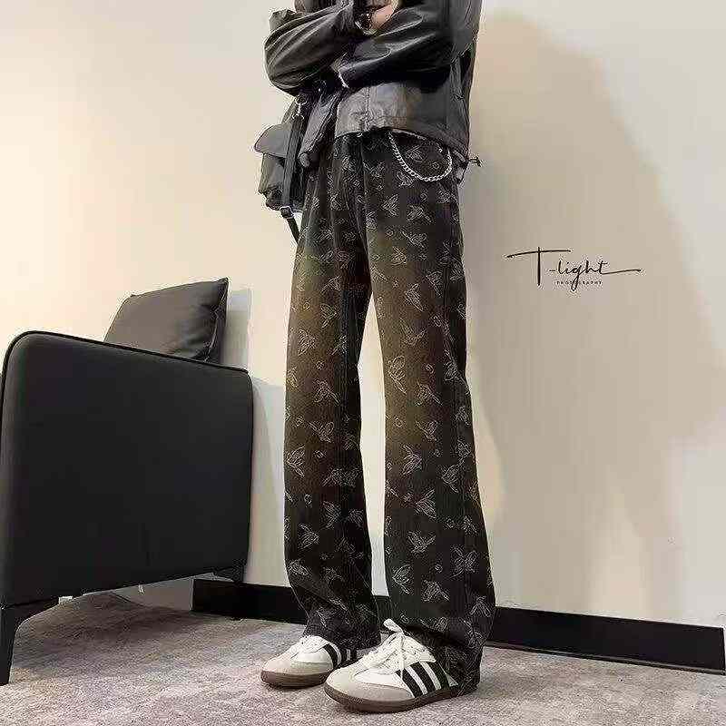 Musim Bunga dan Musim Panas, Jenama Asli Lelaki, Seluar Jeans Denim Kapas Tercuci Potongan Longgar Saiz Besar Tambahan Kaki Melebar, Kira-kira 1110 Keping - Image 7