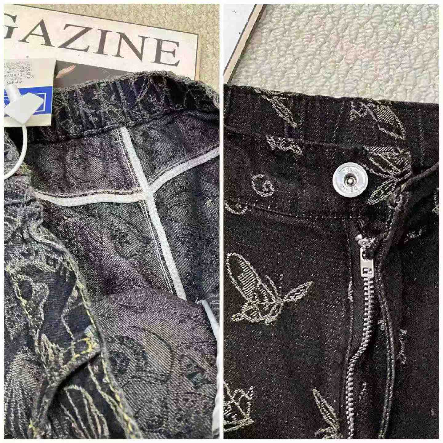 Musim Bunga dan Musim Panas, Jenama Asli Lelaki, Seluar Jeans Denim Kapas Tercuci Potongan Longgar Saiz Besar Tambahan Kaki Melebar, Kira-kira 1110 Keping - Image 8