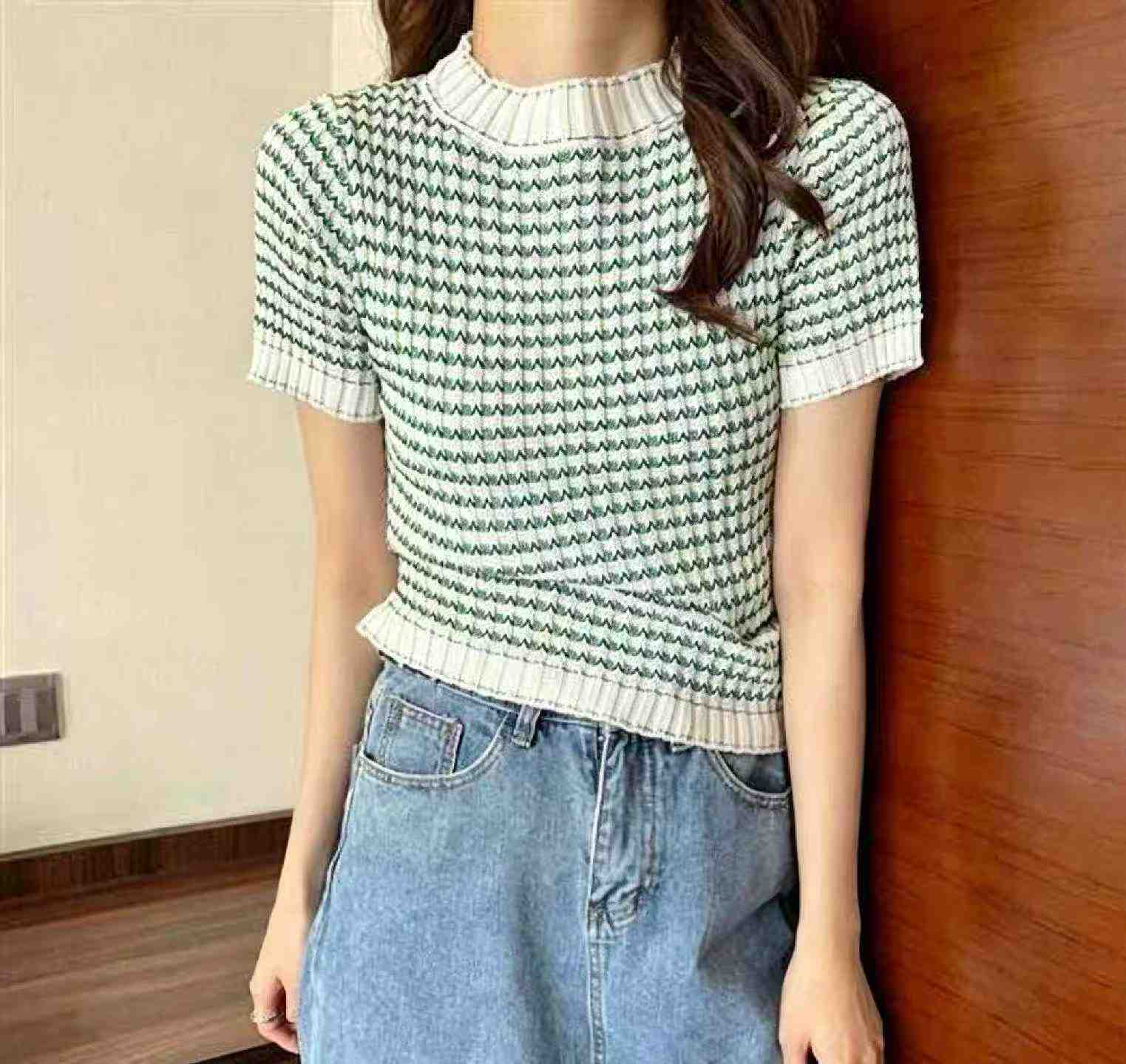 Summer New Rainbow Design Slim Fit Knitted Short Sleeve T-shirt, 750 Pieces - Image 8
