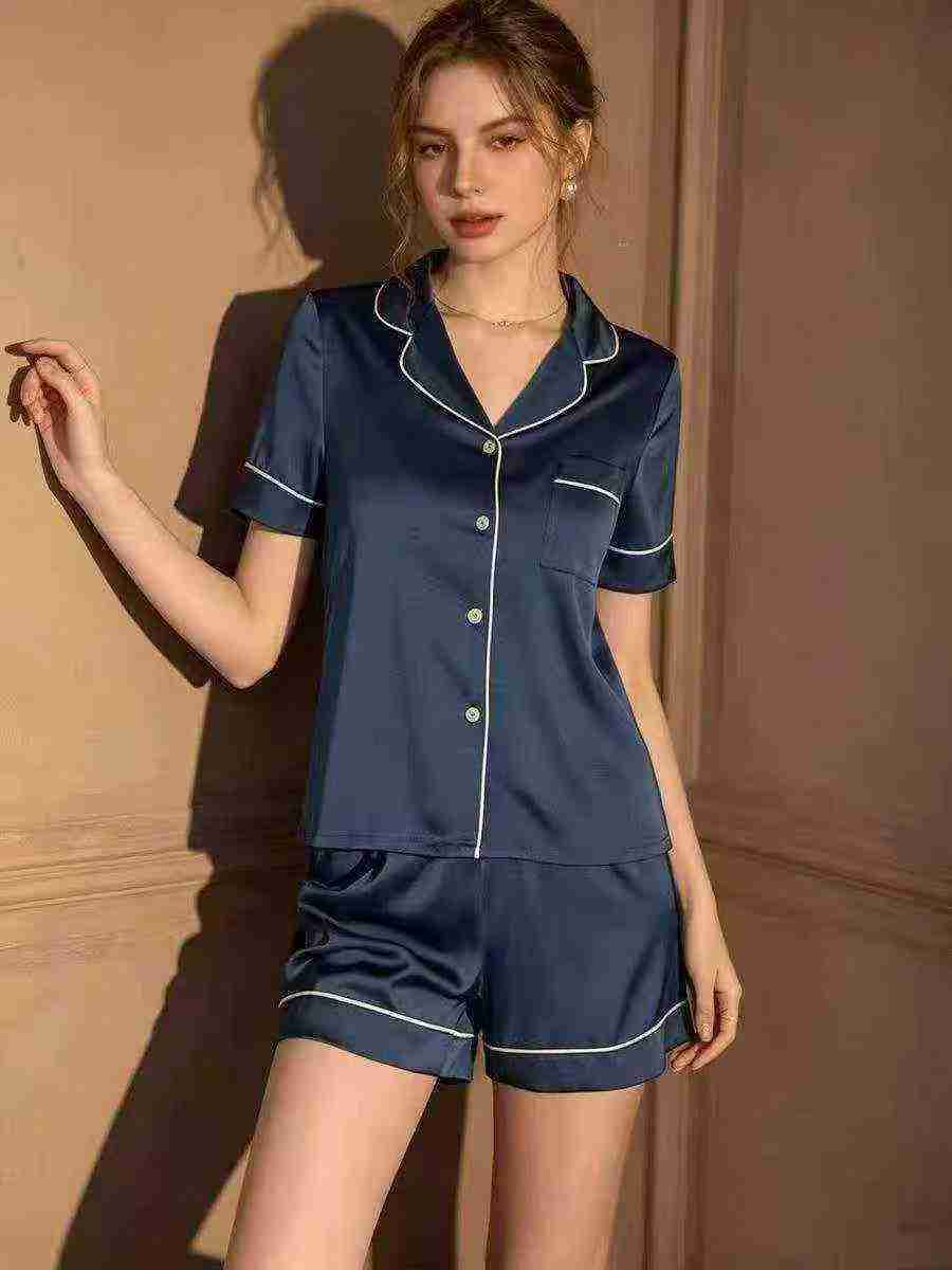 2170 Sets Premium Satin Short Sleeve Plus Size Summer Loose Pajama Sets - Image 2