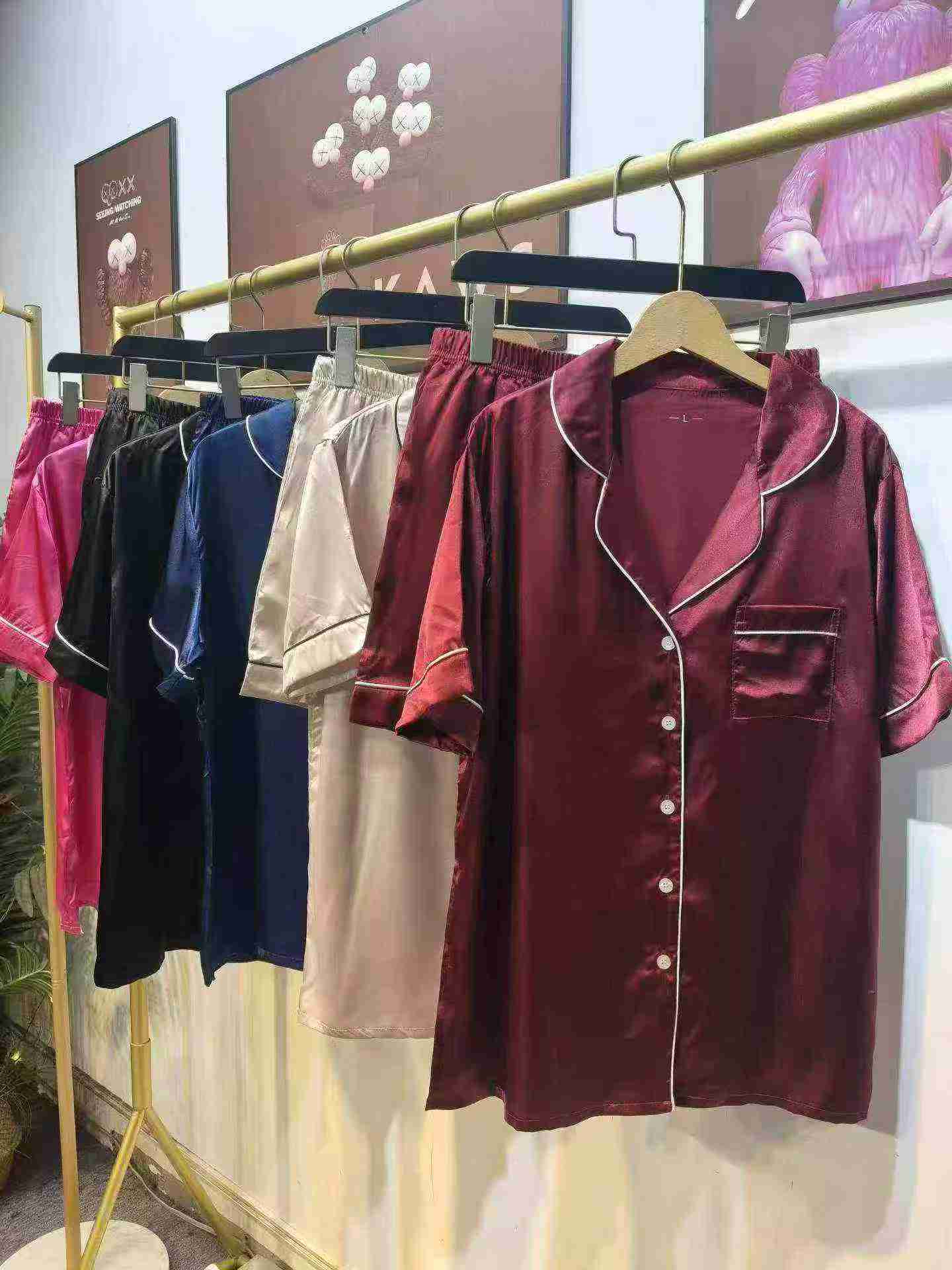 2170 Sets Premium Satin Short Sleeve Plus Size Summer Loose Pajama Sets - Image 7