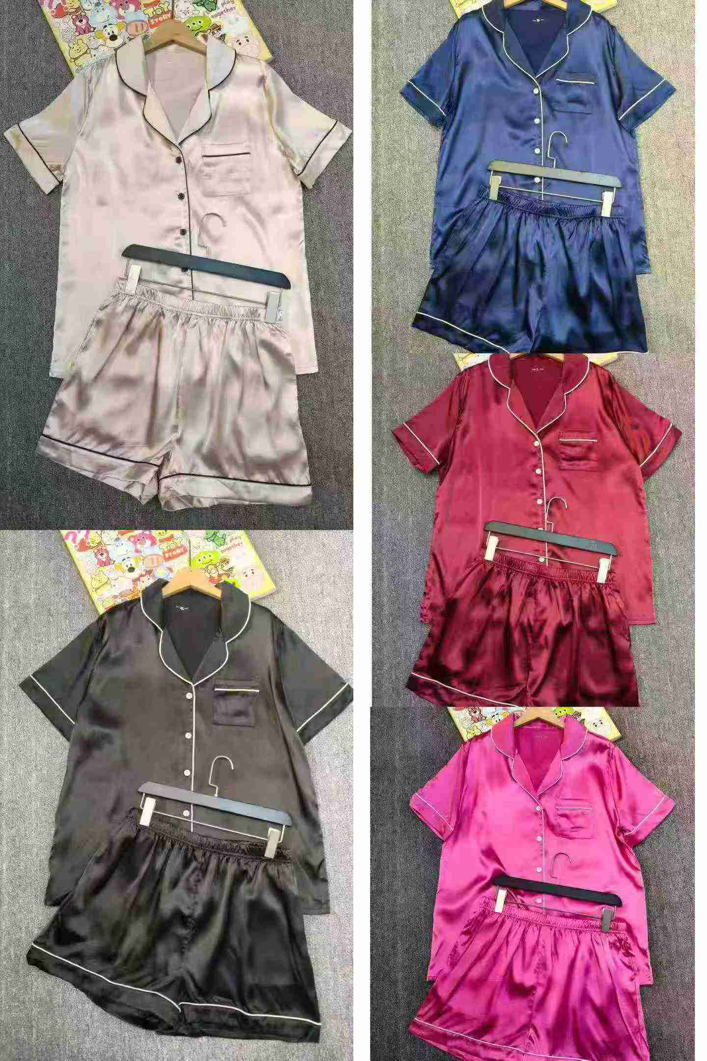 2170 Sets Premium Satin Short Sleeve Plus Size Summer Loose Pajama Sets - Image 8