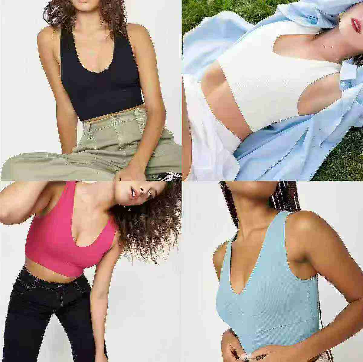 430 Helai Jenama CHYRll Tank Top Sukan Yoga Berusuk Regangan Tinggi - Image 2