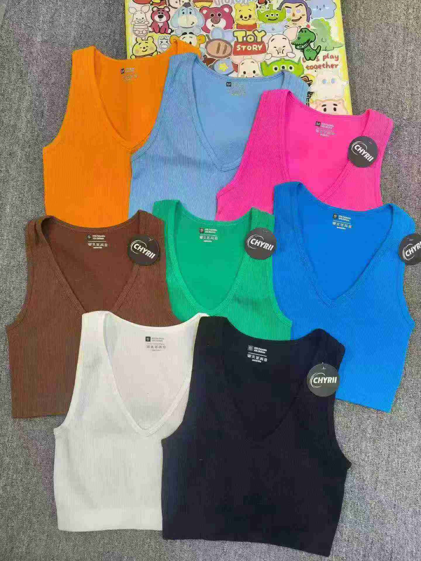 430 Helai Jenama CHYRll Tank Top Sukan Yoga Berusuk Regangan Tinggi - Image 8