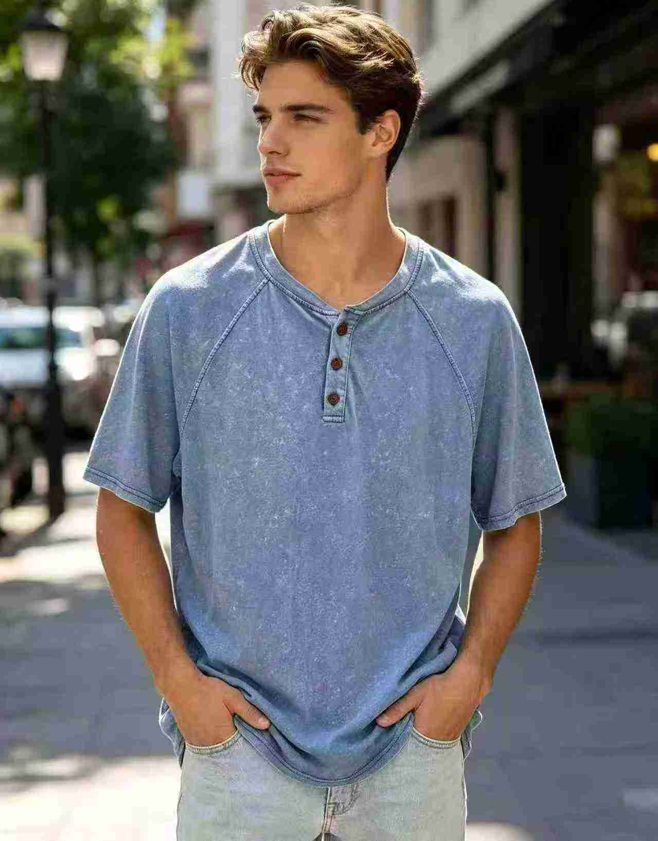 1036 Pcs European American Oversized Washed Cotton Men's T-Shirts S-3XL - Image 5