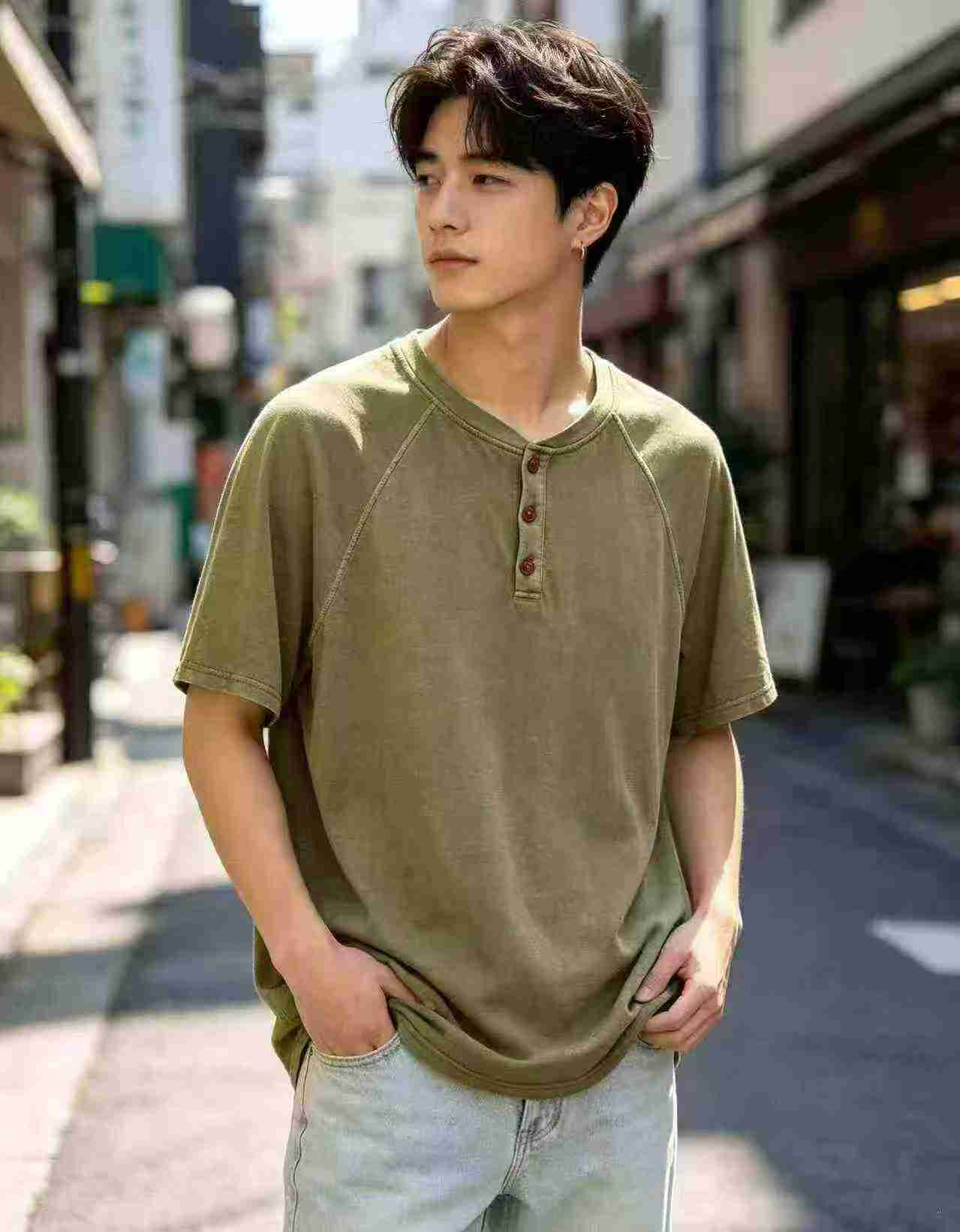 1036 Pcs European American Oversized Washed Cotton Men's T-Shirts S-3XL - Image 8