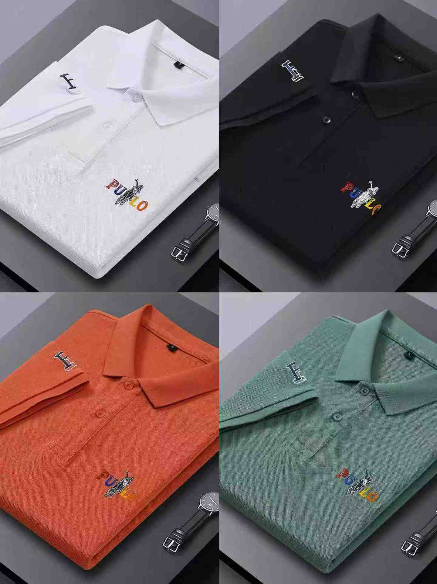 700 Pieces Whole Order Men's Embroidered Cotton Short Sleeve Big Size Polo T-Shirts - Image 3