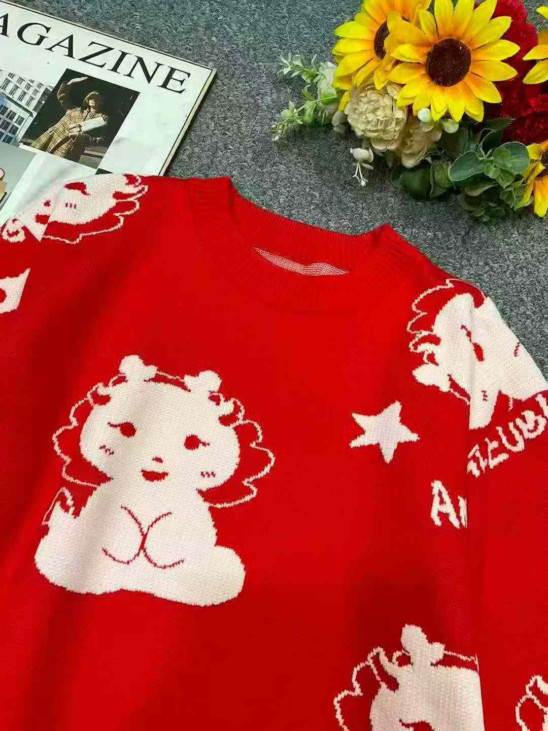 เสื้อสเวตเตอร์พูลโอเวอร์ทรงหลวมลายการ์ตูนจาการ์ด สวมใส่ได้ทั้งชายและหญิง สำหรับฤดูใบไม้ร่วงและฤดูหนาว สต็อกจำนวน 2770 ชิ้น - Image 4