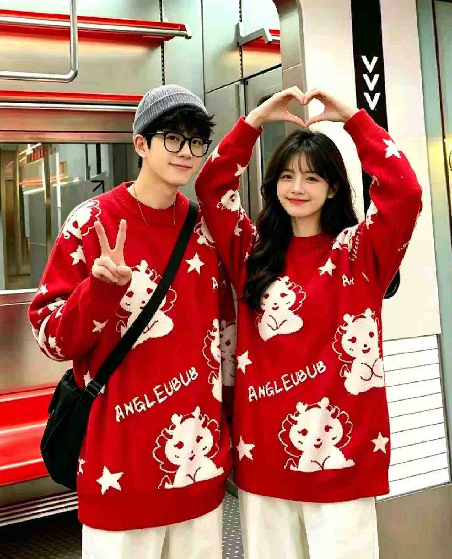เสื้อสเวตเตอร์พูลโอเวอร์ทรงหลวมลายการ์ตูนจาการ์ด สวมใส่ได้ทั้งชายและหญิง สำหรับฤดูใบไม้ร่วงและฤดูหนาว สต็อกจำนวน 2770 ชิ้น - Image 6