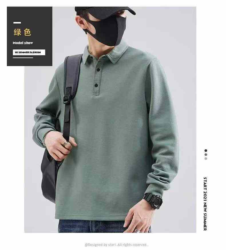 New Spring Autumn Men's Business Casual Solid Long Sleeve Polo Shirts, 5pcs Per Pack, Multi-color, Size M-4XL, Total 2008pcs - Image 6