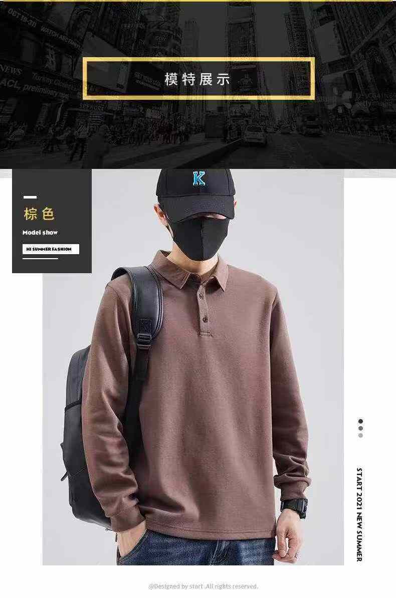 New Spring Autumn Men's Business Casual Solid Long Sleeve Polo Shirts, 5pcs Per Pack, Multi-color, Size M-4XL, Total 2008pcs - Image 9